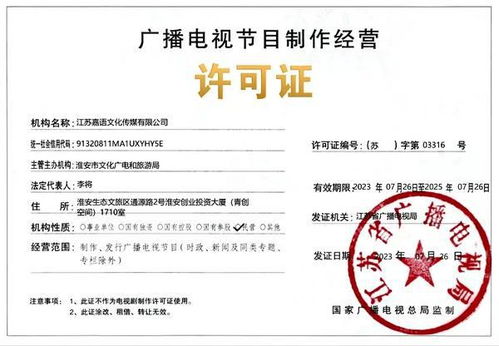 淮安城市網喜獲廣播電視節目制作經營許可證，開啟內容創作新篇章